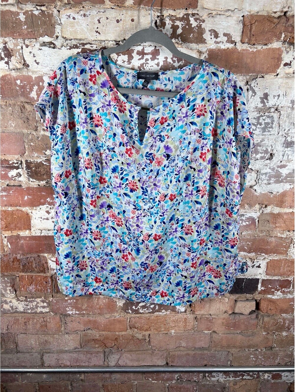 The Limited Blouse Women's Size 0X Multicolor Floral Short Sleeves Pullover